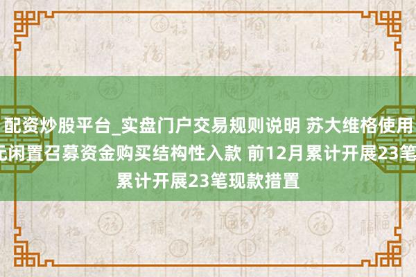 配资炒股平台_实盘门户交易规则说明 苏大维格使用5100万元闲置召募资金购买结构性入款 前12月累计开展23笔现款措置