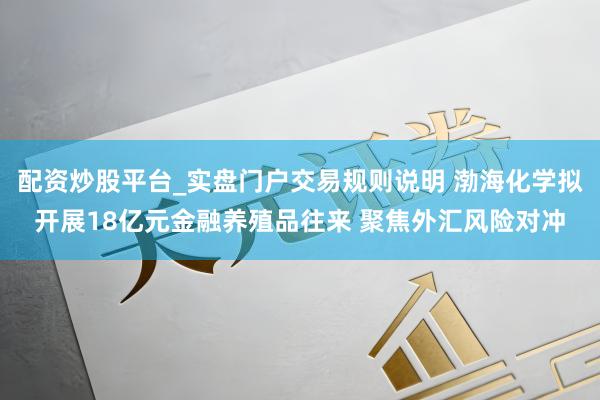 配资炒股平台_实盘门户交易规则说明 渤海化学拟开展18亿元金融养殖品往来 聚焦外汇风险对冲